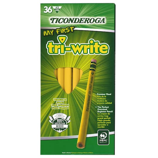 Ticonderoga® My First Tri-Write™ Primary Size No. 2 Pencils with Eraser, 36 Pack